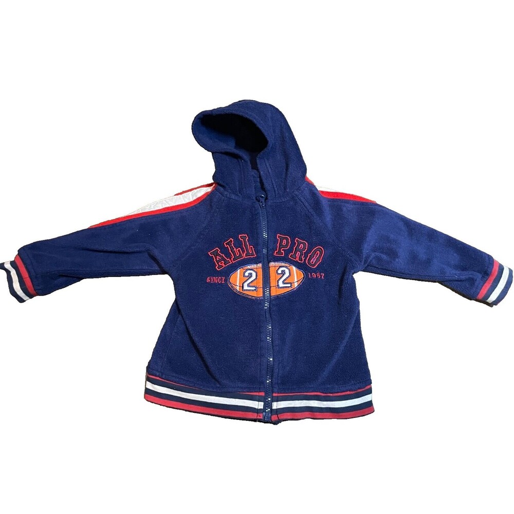 All Pro Jacket Toddler Size 3T Blue Full Zip Foot Ball Hooded Long Sleeve